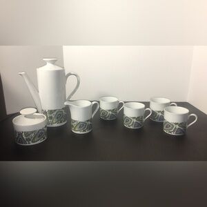 Bristol Japan Paisley Print Fine China Coffee Pot With Lid Creamer Mugs Sugar